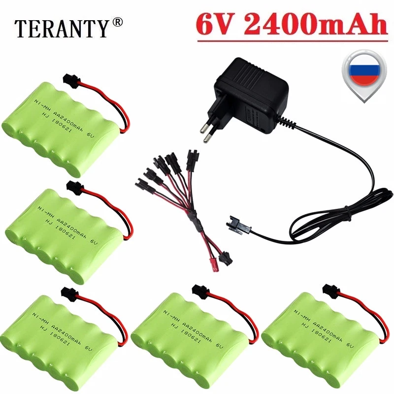 (Wtyczka SM) Ni-MH 6v 2400mah bateria + ładowarka USB na zabawki zdalnie sterowane samochody zbiorniki ciężarówki roboty łodzie pistolety AA 6v