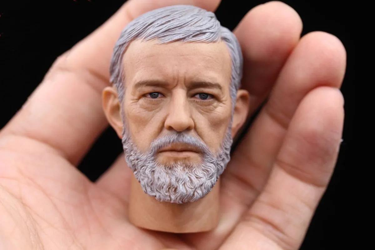 1:6 Scale Obi-Wan Head Sculpt Carving PVC Toy Neck Ver.Fit 12