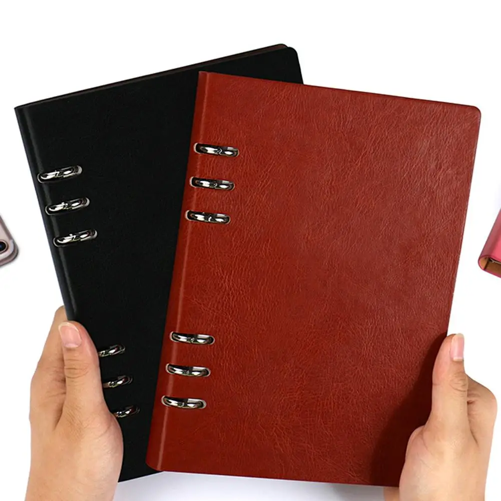 ขายร้อน!!! A5 6-Ring Binder Notebook Faux หนังการเขียนวารสาร Diary Planner