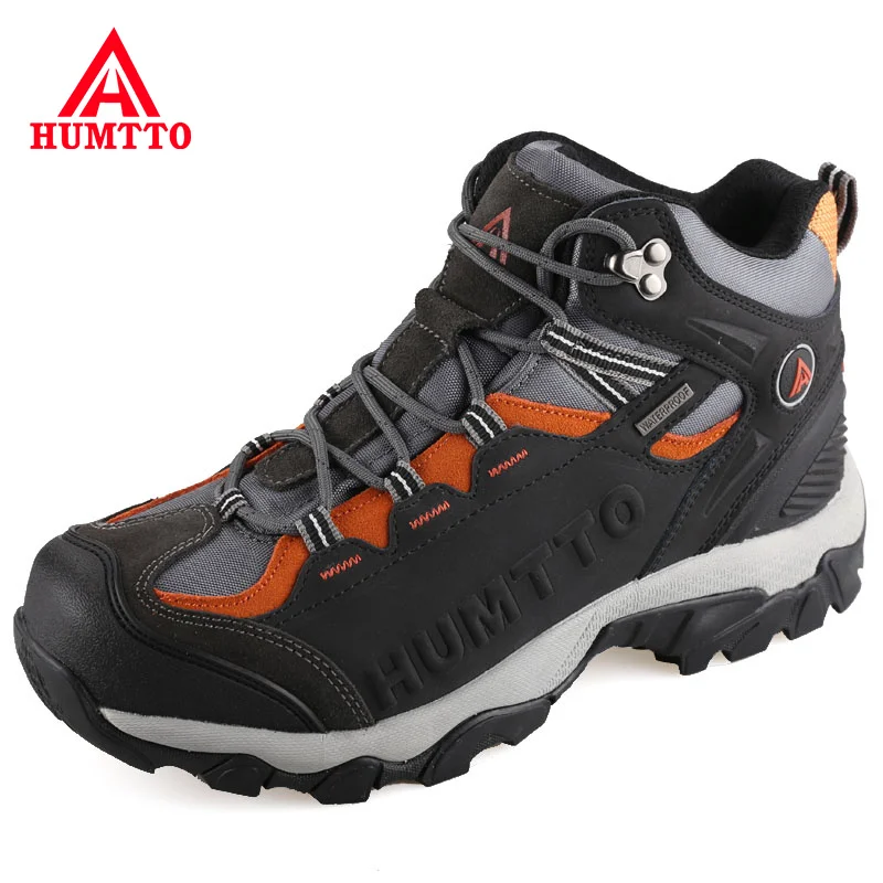 HUMTTO Mens Genuine Leather Hiking Climbing Shoes Waterproof Men Women Athletic Outdoor Boots Trekking Tourism Sneakers Big Size