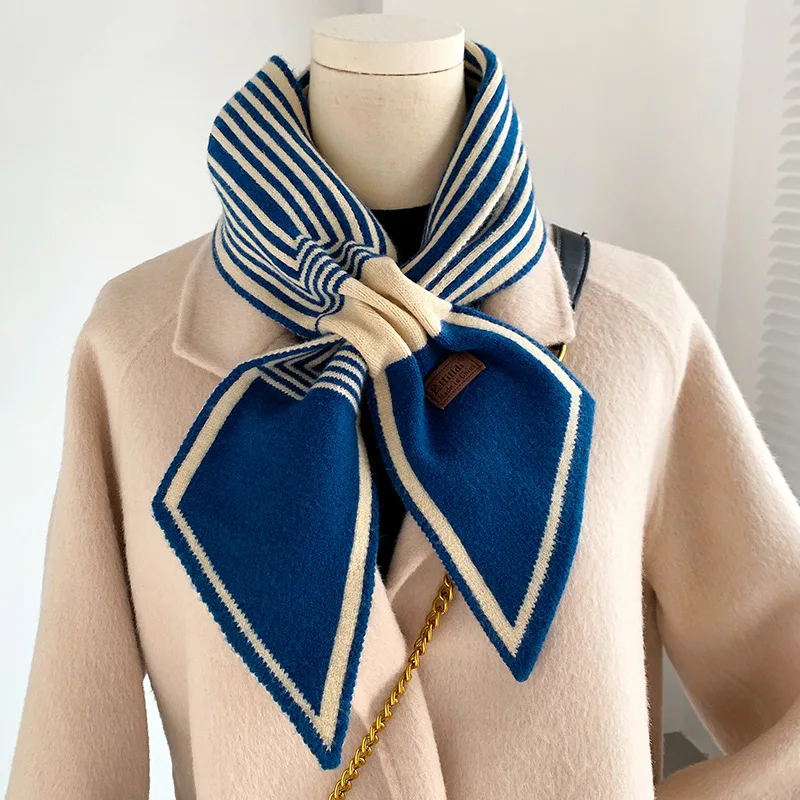 Knitted Scarf New Design Striped Luxury Brand Scarf Women Winter Scarf Warm Long Skinny Small Scarf Female Neckerchief Scarves