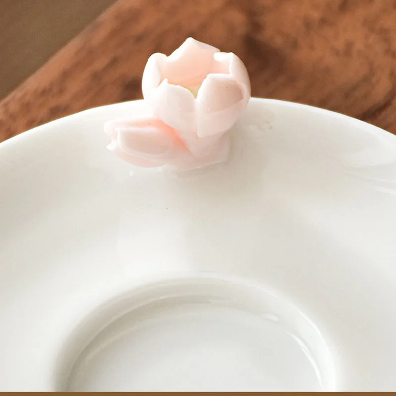 2pcs/Set Mutton Fat Jade White Porcelain Handmade Hand Pinch Flowers Coaster Home Ceramics Insulation Pads Tea Ceremony Supplies