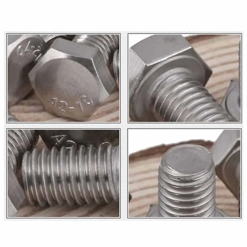 M6 M8 304 Stainless Steel External Hexagon Head Bolts A2 Metric Outer Hex Screws DIN933 Length 6mm-220mm