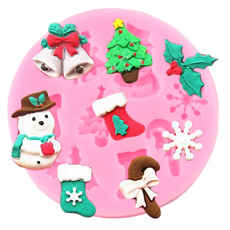 Christmas Snowflake Santa Claus Silicone Mold Christmas Tree Leaves Elk Deer DIY Cupcake Chocolate Fondant Cake Decorating Tools