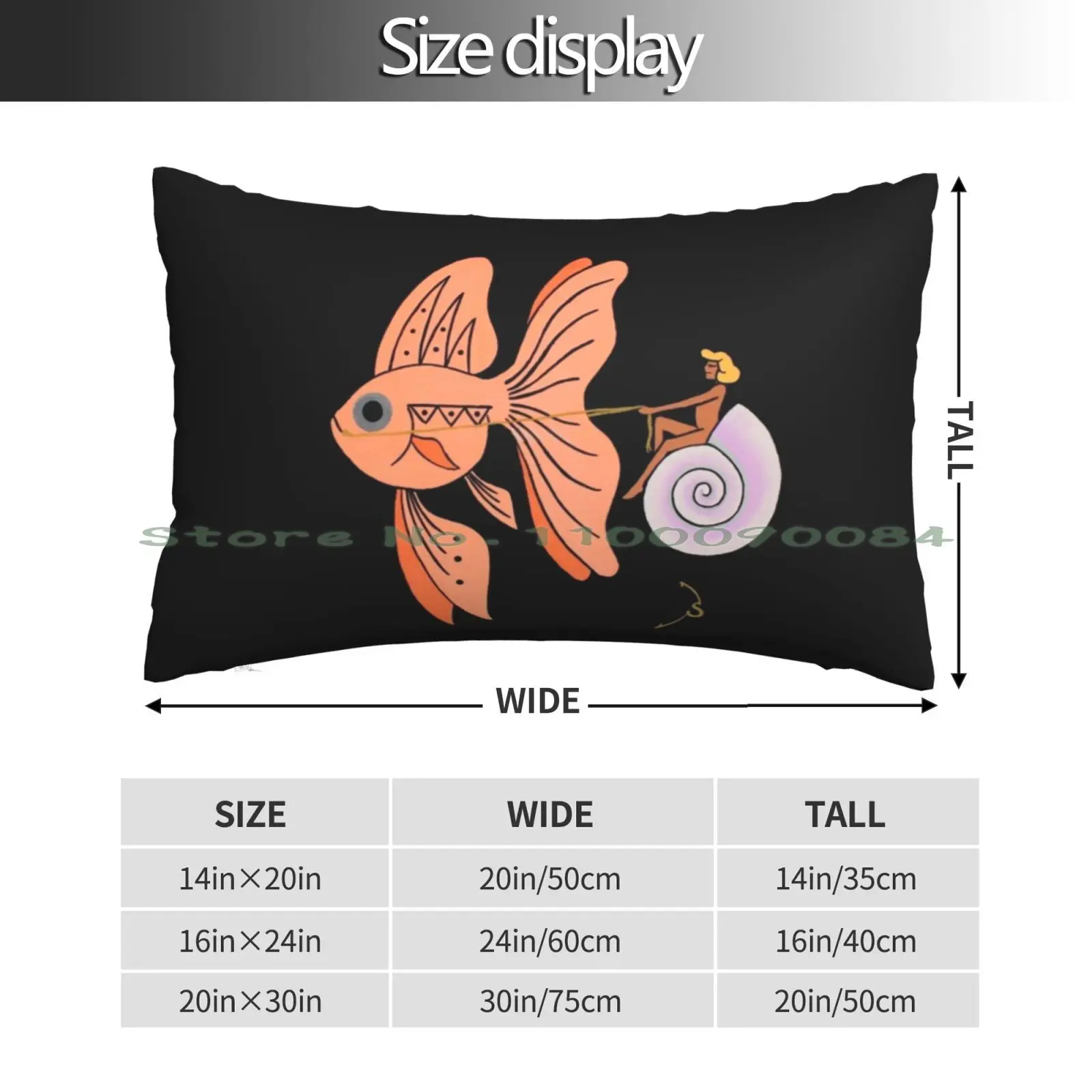 Neon Pillow Case 20x30 50*75 Sofa Bedroom Goldfish Mermaid Nereid Sea Nymph Aquarium Fish Tank Water Ocean Beach Seashell