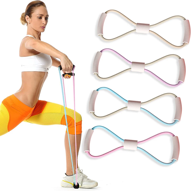 The Figure Eight-shaped Fitness Resistance Band with Handles Is Used To Exercise The Chest Arms and Shoulders Exercise Equipment