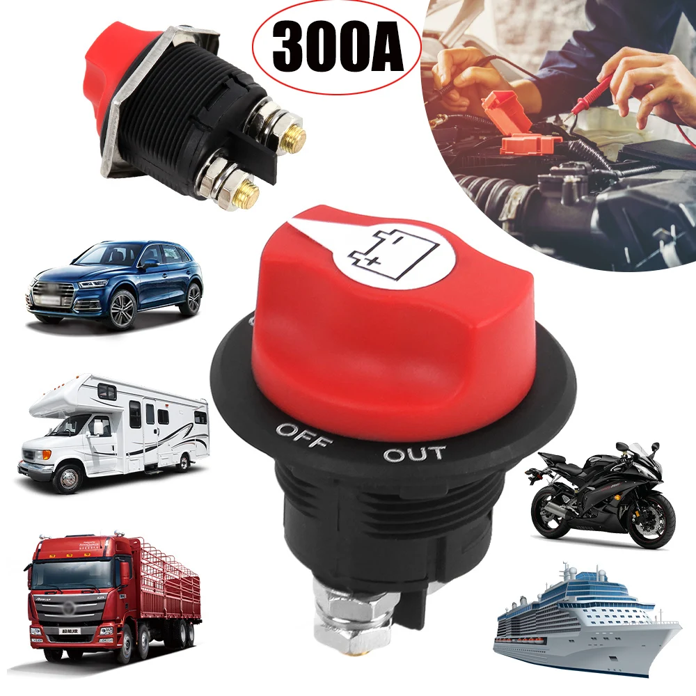 100A Car Battery Switch Rotary Disconnect Power Cut Off Short Disconnecter Power Isolator for Auto Motorcycle Truck Boat