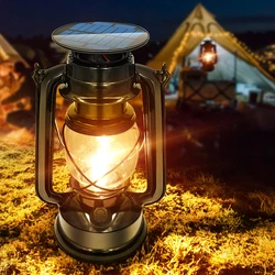 Solar Vintage Lantern Camping Lanterns Portable Solar Hanging Lantern for Garden Yard Decor Or Camping Hiking