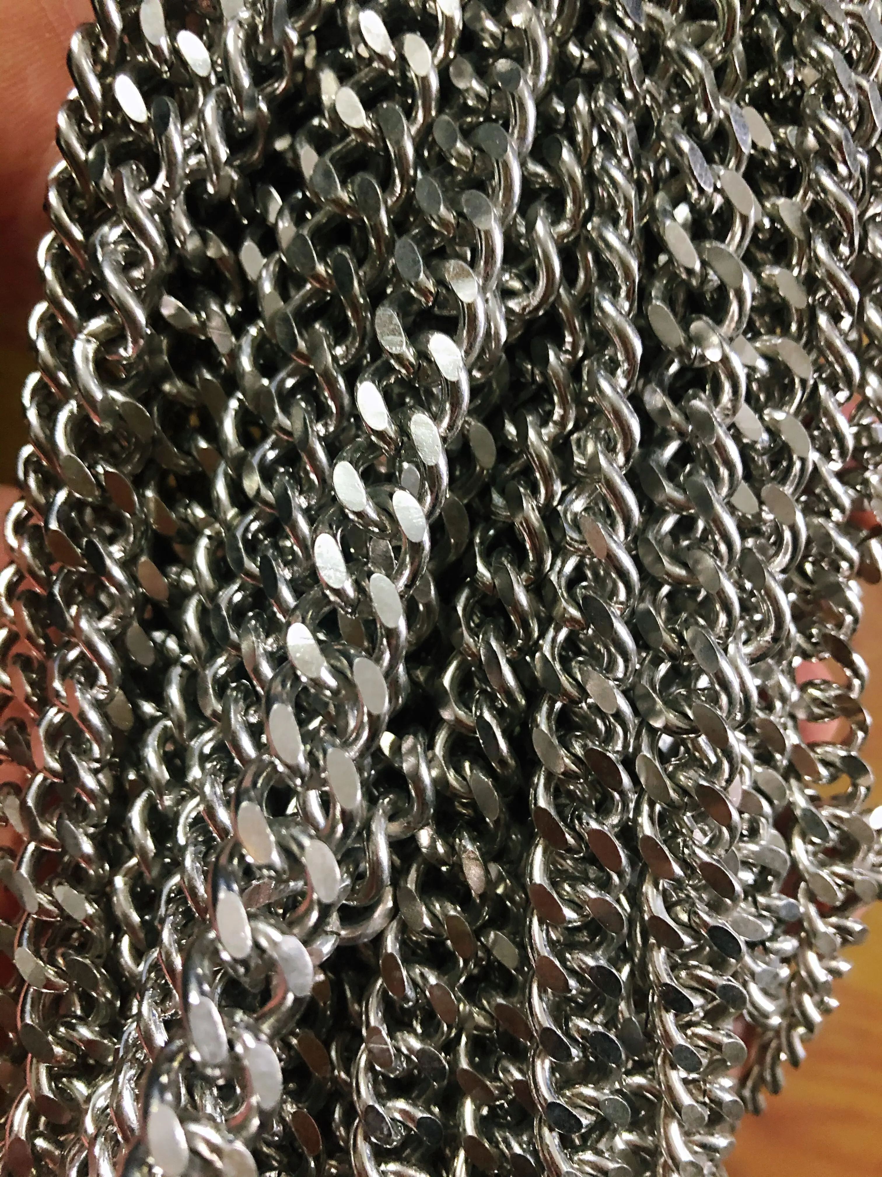 3Meter Lot Silver 10mm wide Jewelry Findings Chain Stainless Steel Miami Chain Marking DIY Necklace Clothes Bag Accessories