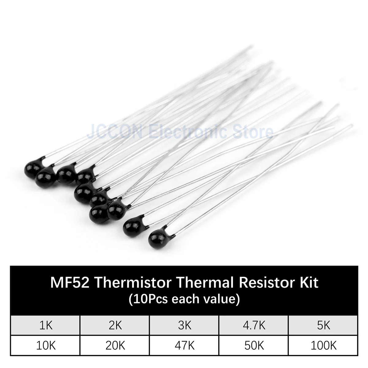 100Pcs/lot MF52 NTC Thermistor Thermal Resistor Kit NTC-MF52AT 1K 2K 3K 4.7K 5K 10K 20K 47K 50K 100K 5% 3950B 1/2/3/4.7/K Ohm R