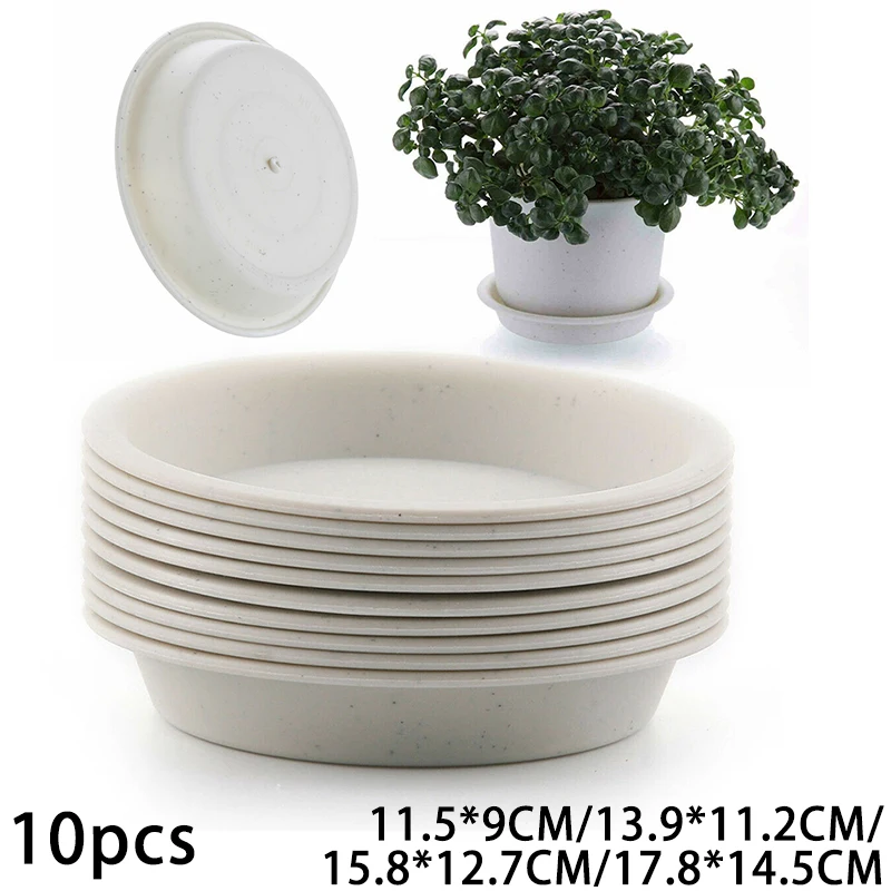 10pcs PP Round Succulent Plant Flower Pot Trays Planter Saucer Tray Flat-Side Watering Flowerpot Base