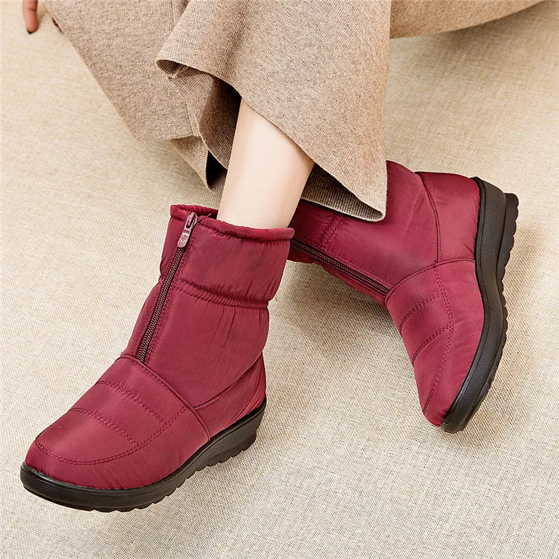 

Women Boots 2024 winterNew Waterproof Warm Ankle Snow Boots Women Warm Fur Casual Shoes Zip Women's Shoes Plus Size Mother shoes