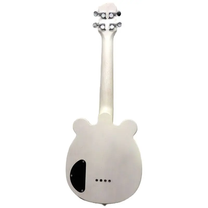 Electric ukulele silent guitar full Okoume wood body silent ukulele guitar white color 21 inch 4 string mini guitar