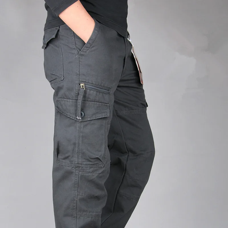 Men\'s Cargo Pants Tactical Multi-Pocket Overalls Male Sweatpants Combat Cotton Loose Long Trousers Army Work Straight Pants