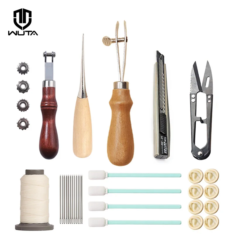 WUTA Professional Leather Craft Tools Kit Hand Sewing Stitching Punch Work Basic Set for DIY Beginner 25/27/29/35pcs Available