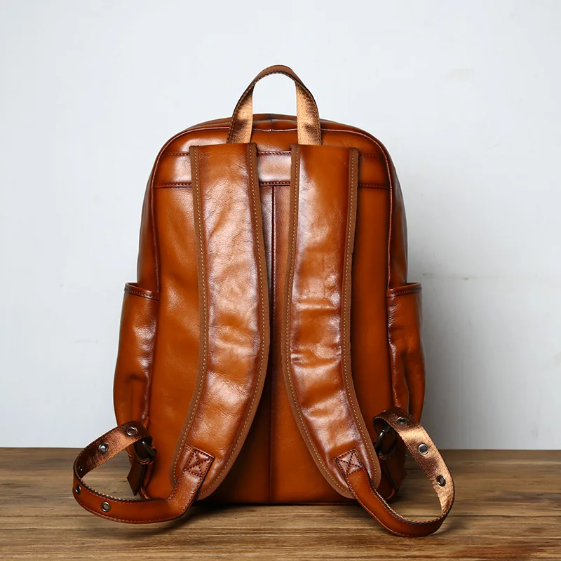 NZPJ Leder herren Rucksack Europäischen und Amerikanischen Mode Reisetasche Vintage Kopf Erste Schicht Rindsleder Freizeit Rucksack – Detail 18