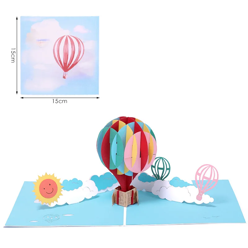 Hot Air Balloon 3D Pop-Up Valentine's Day Greeting Cards Birthday Wishes Creative Wedding Anniversary Gifts With Envelopes c2812