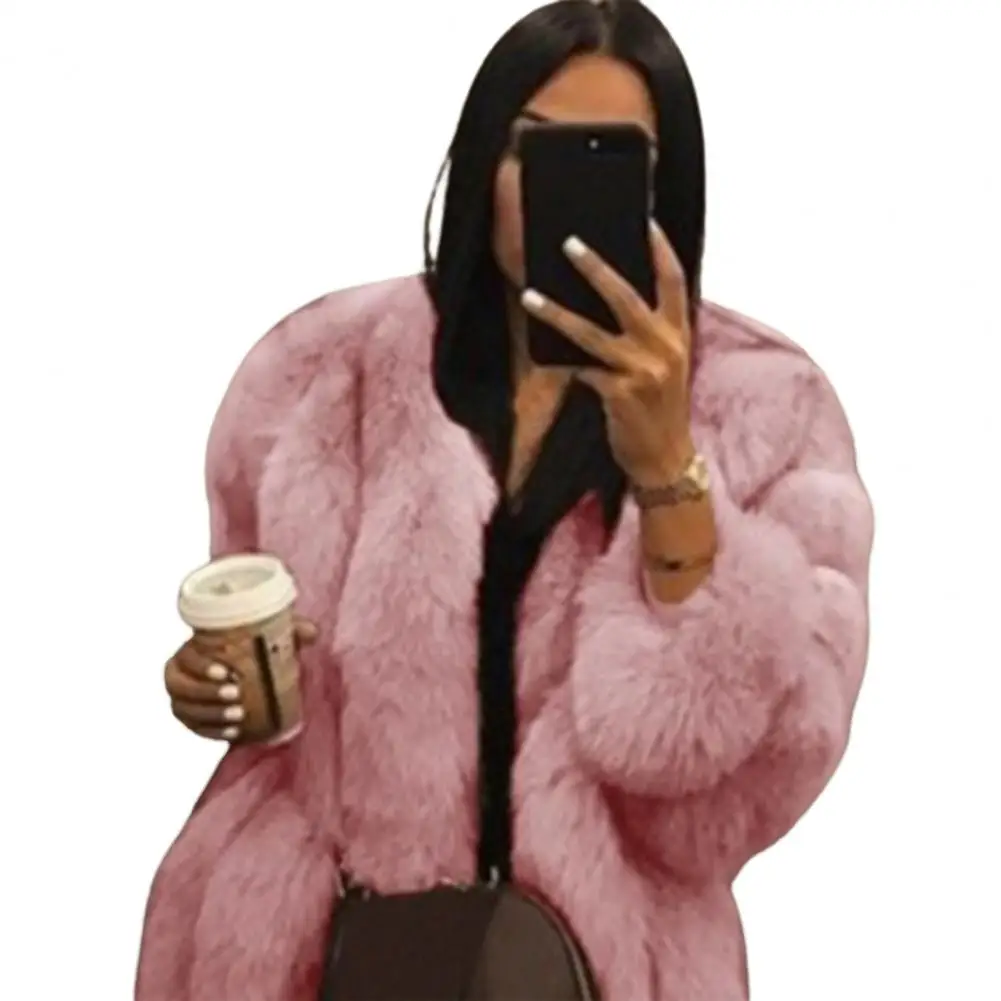 Fashion Women Coat Faux Fur Fuzzy Solid Color All Match Women's Winter Jacket for Outdoor Warm Outwear шуба женская