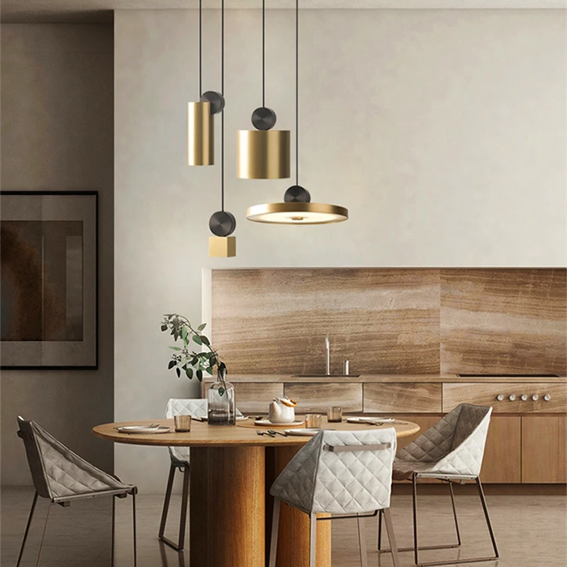 European Retro Golden Led Pendant Light Dining Room Living Room Bedroom Ceiling Decor Droplight Hotel Coffee Bar Hanging Lamps