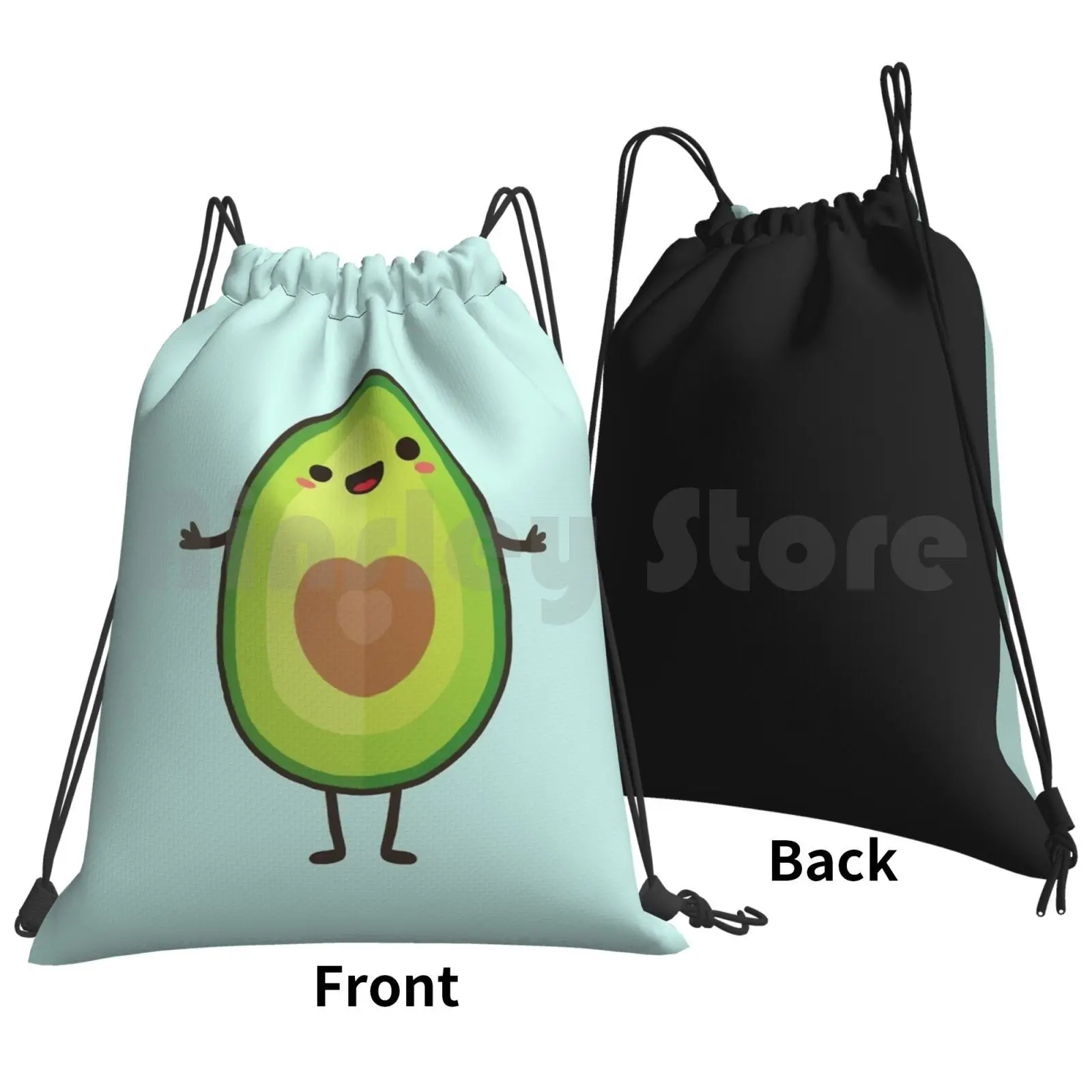 Avo-Cuddle ? Backpack Drawstring Bags Gym Bag Waterproof Digistickie Daisy Beatrice Avocado Avo Green Heart Love Cuddle