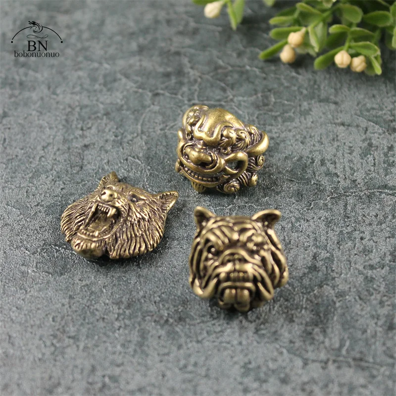 Pure Brass Wolf Head Decorative Buckle Retro Fashion Wallet Rivet Button DIY Leather Bag Backpack Belt Screw Buckles Accessories