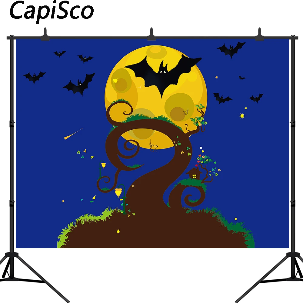 كابيسكو-خلفية للتصوير الفوتوغرافي للحفلات ، قلعة مسكونة ، خفاش قمر ، ديكور للأطفال والكبار ، كشك استوديو الصور