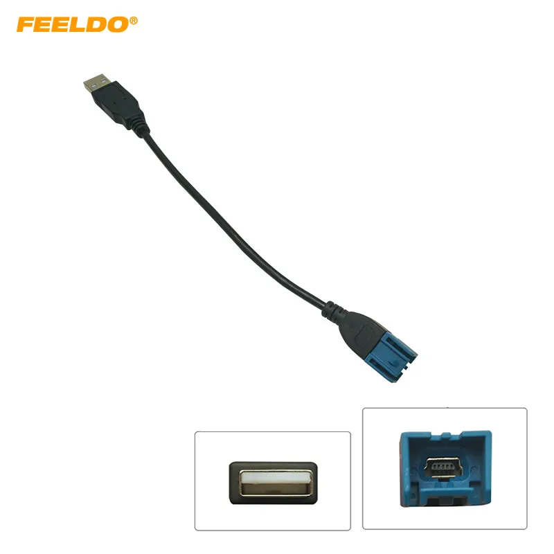 FEELDO Car Audio Input Media Data Wire 2.0 USB To Mini USB Port Cable Adapter For Nissan Ford Series USB AUX Transfer #HQ7069