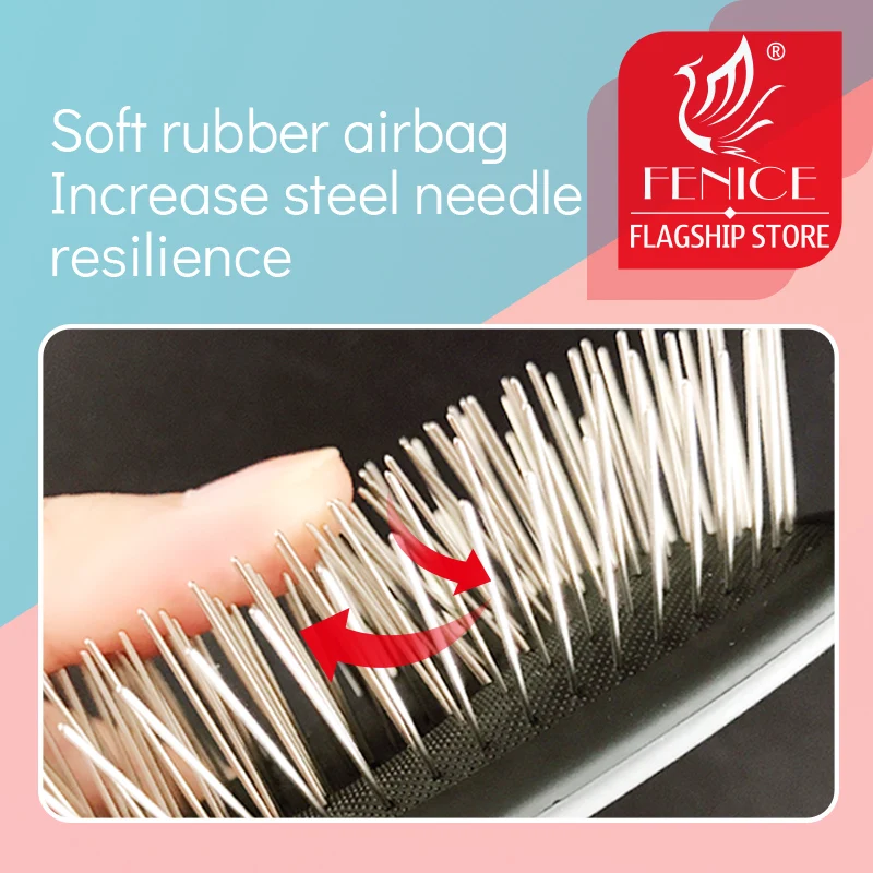 Fenice-Professional Massage Comb for Dogs and Cats, Pet Hair Brush, Air Cushion Combs, Dog Remover, Rake Comb, Shedding Tools