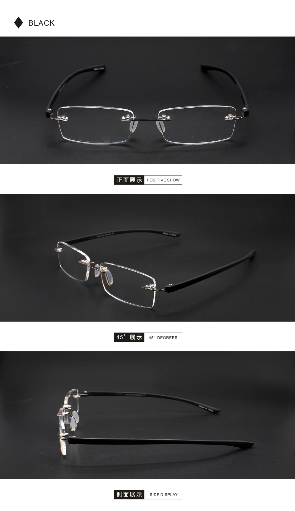 Rolipop Randlose Lesebrille Männer Rezept Damen Leser Metall Anti-müdigkeit Presbyopie Vergrößerungs – Detail 9