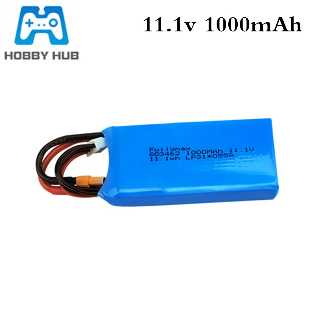 3s 11.1V 1000mAh1300mah Lipo Battery For XK X450 FPV RC Drone Airplane Spare Parts 3s 603462 Rechargeable Lithium Battery 1-2pcs