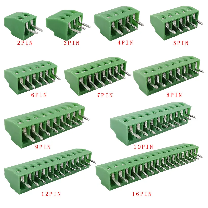 10Pcs Pitch 2.54mm PCB Screw Terminal Block Connector KF128-2.54 2P/3P/4P/5P/6P/7P/8P/9P/10P/12P/16Pin for Wire Mini Terminals