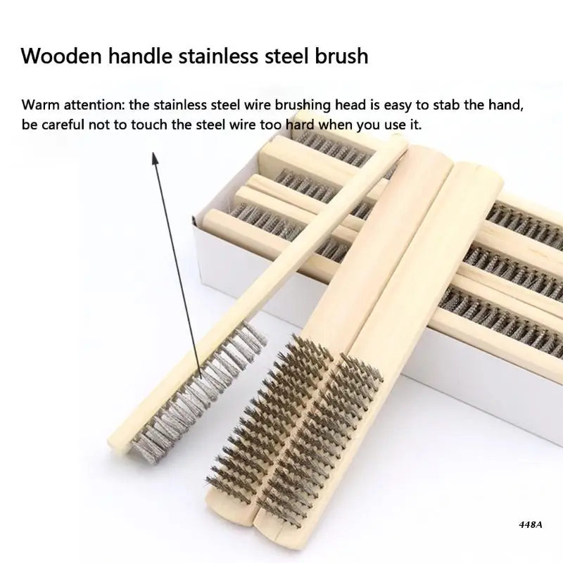 Wire Brush Set for Cleaning 3-Pack Multi Purpose Wood Handle Stainless Steel Wire Scratch Brush for Heavy&Light Cleaning