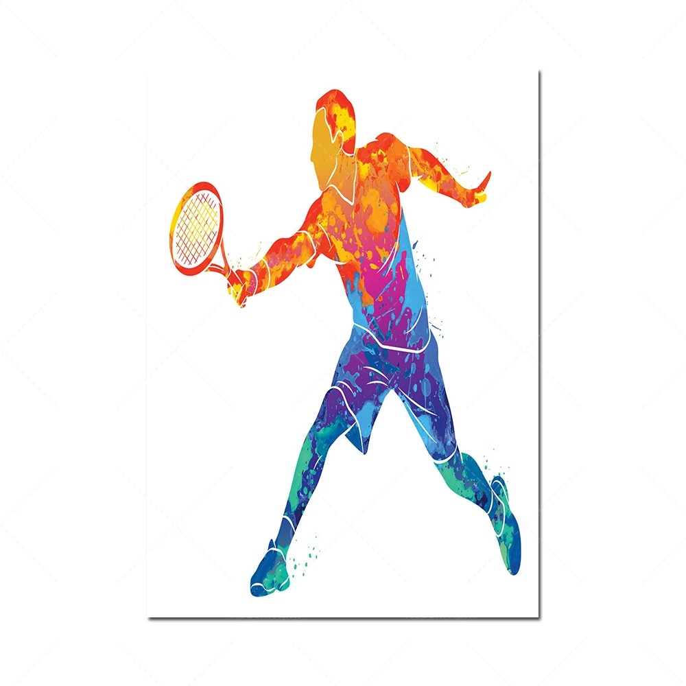 طقم ملصق ديكور جداري للرياضيين الذين يلعبون التنس مكون من 4 قطع - ملصق تزيين إبداعي لهدية غرفة النوم الرياضية