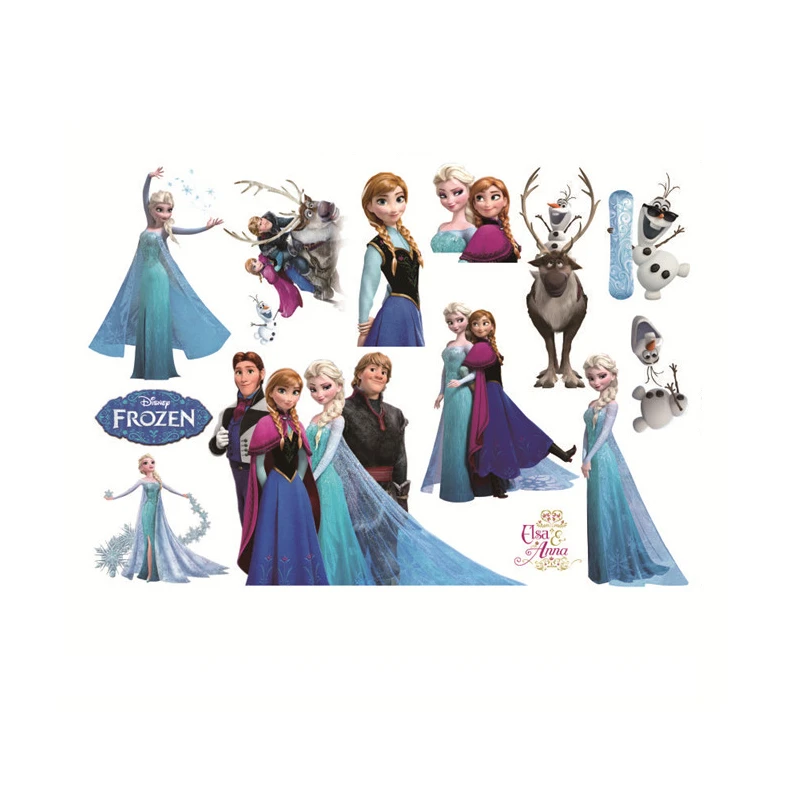 Cartoon Olaf Sven Kristoff Hans Prince Anna Elsa Princess Frozen Wall Sticker Home Decoration Anime Movie Mural Art Kids Decals