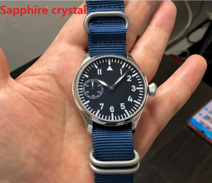 

Sapphire crystal 44mm Asian 6497 gooseneck tube 17 jewels Mechanical Hand Wind movement luminous Mechanical watches gr75-20