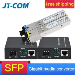 Convertisseur de média gigabit SFP 5KM, module émetteur récepteur 1000Mbps, Ethernet rapide RJ45 à fibre optique et commutateur de 2 port SC, monomode,