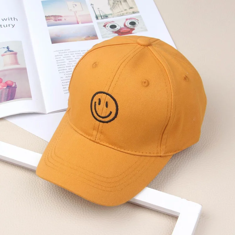 Children Smiley cotton Baseball Cap Girls Snapback Sun Protection Caps Mesh Kids Baby Trucker Sun Hat 4colors