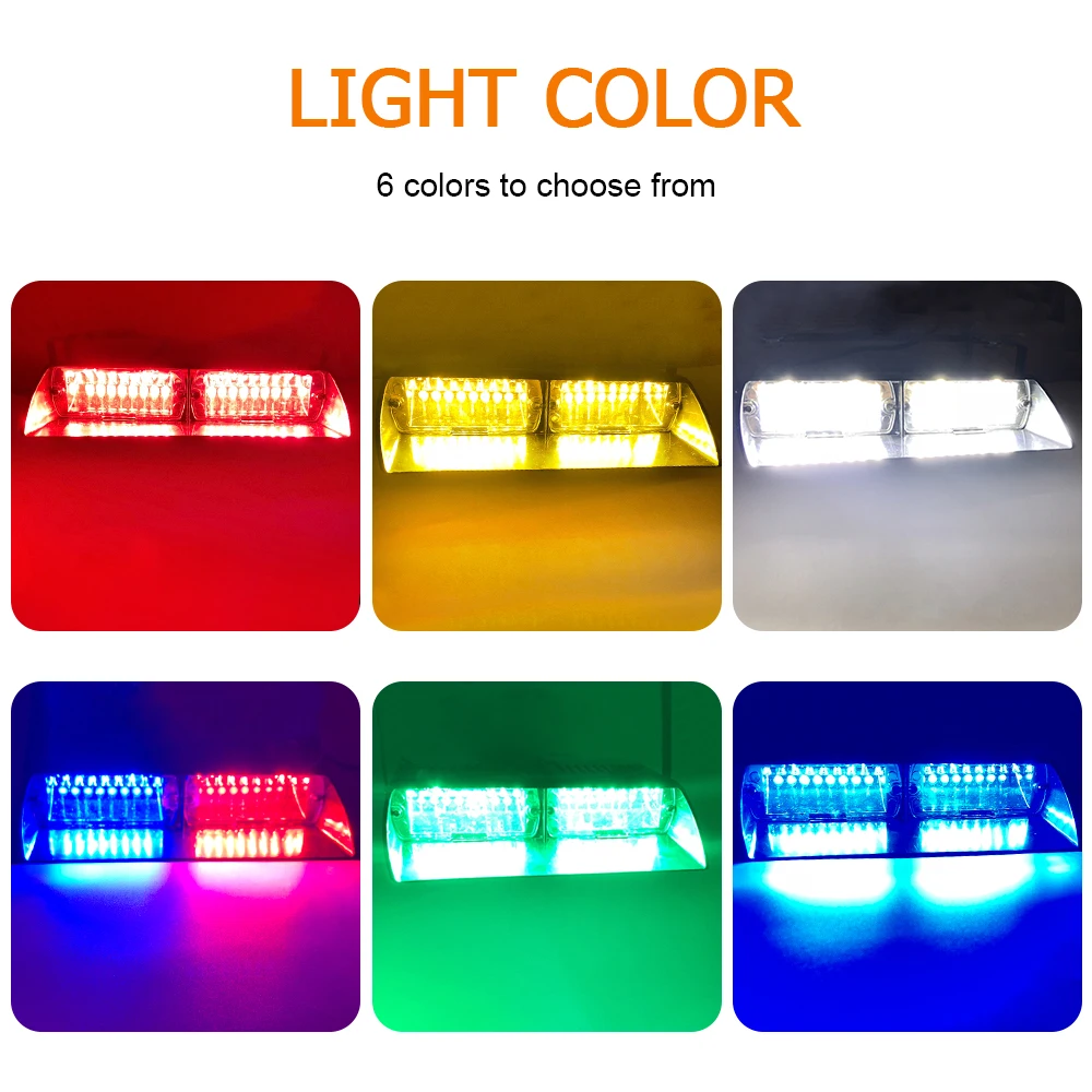 12V 16 Bead LED Car Light Police Strobe Light Emergency Suction Cup Warning  Light For Trailer With Cigarette Lighter 18 Model