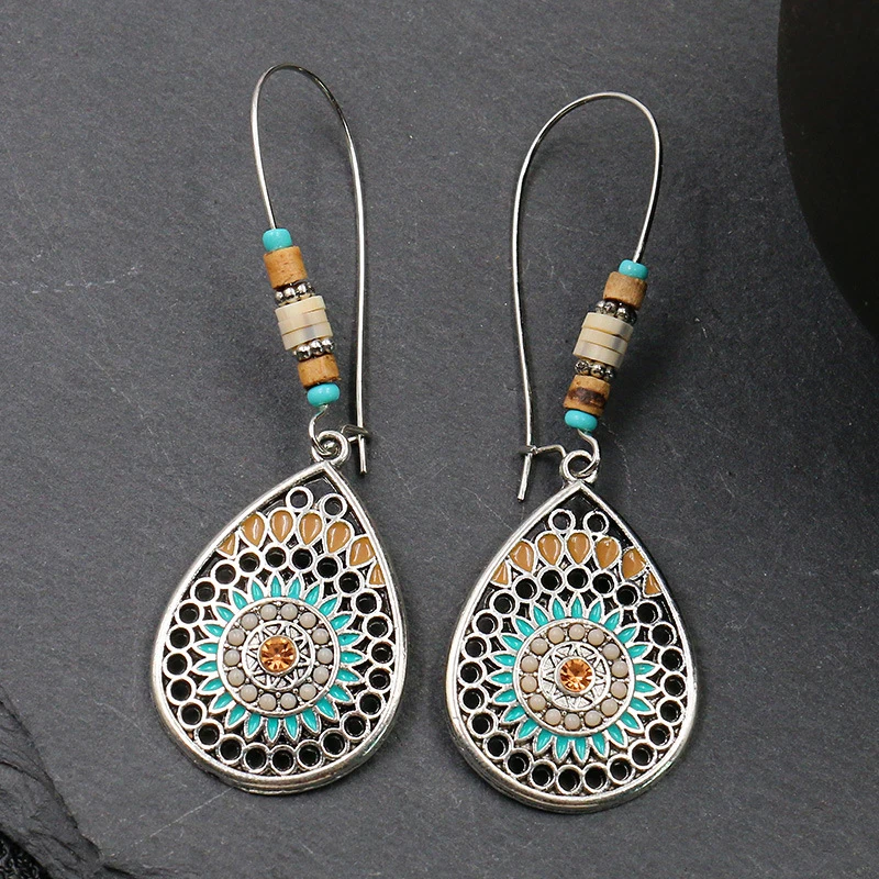 

Vintage Bohemian Drop Earrings for Women Crystal Colorful Handmade Beads Long Earrings Enamel Ethnic Boho Fashion Jewelry