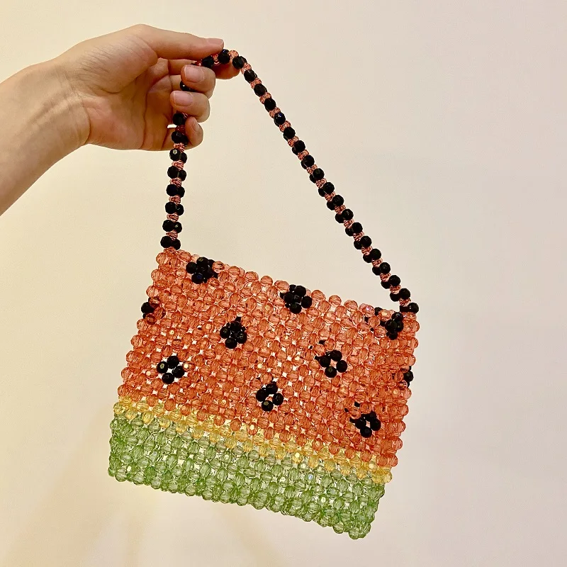 Fun Watermelon Pattern Fashion Women Purses and Handbags Handmade Beaded Vacation Shoulder Bag Casual Clutch Designer Bag