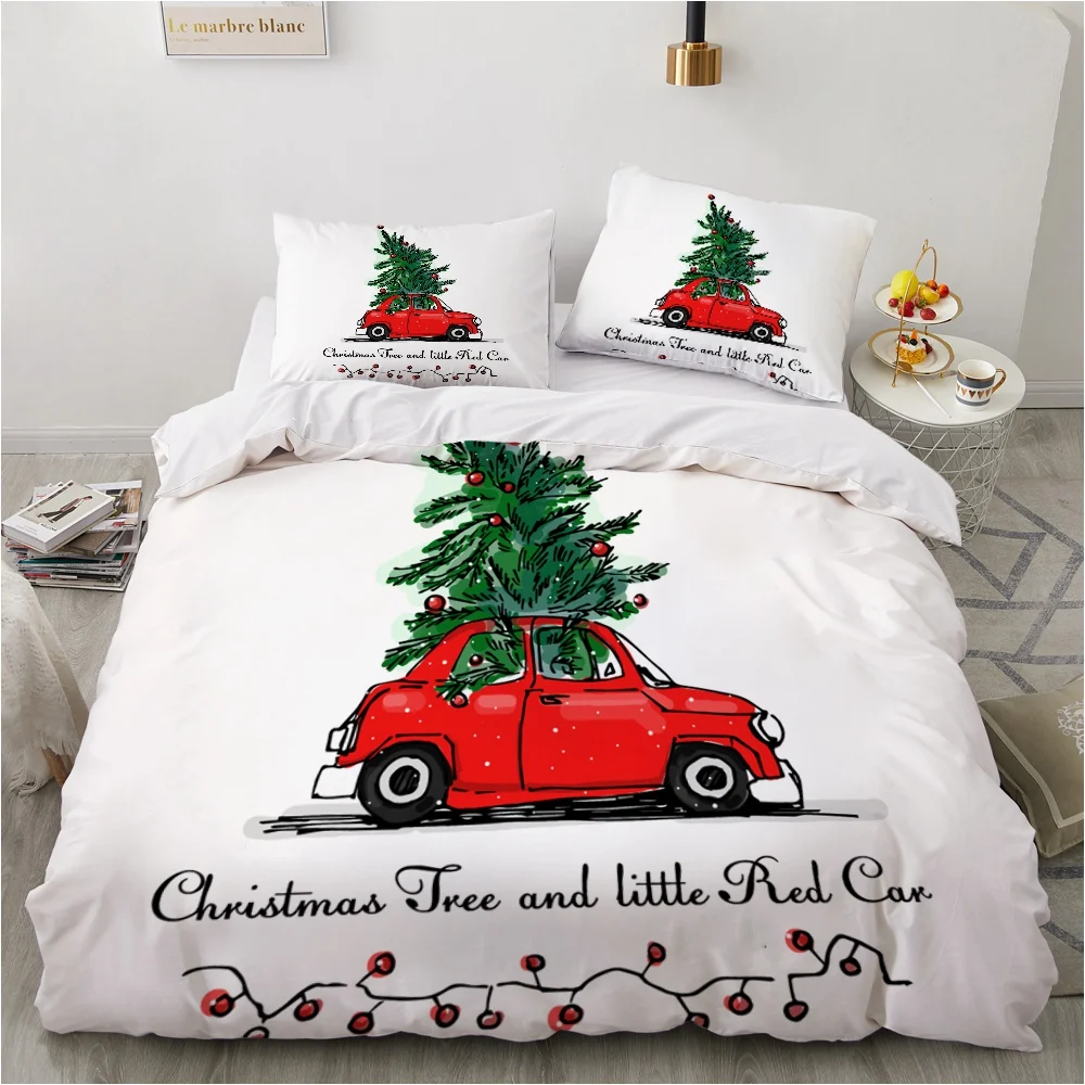 Cartoon Christmas Tree Santa Claus Bedding Set Children Bedlinen Single Twin Full Queen King Duvet Cover Pillowcase Bedclothes