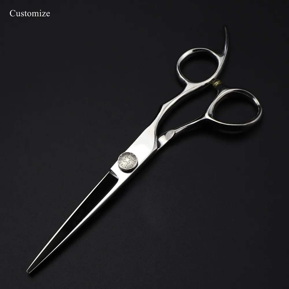 

Customize logo Japan 440c 6 inch flower screw hair scissors haircut thinning barber cutting shears tools Hairdressing scissors