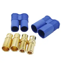 EC8 Connector Plug Socket 8mm High Current Double Blue Banana Connector For Car Model RC ESC Lipo Battery 1Set