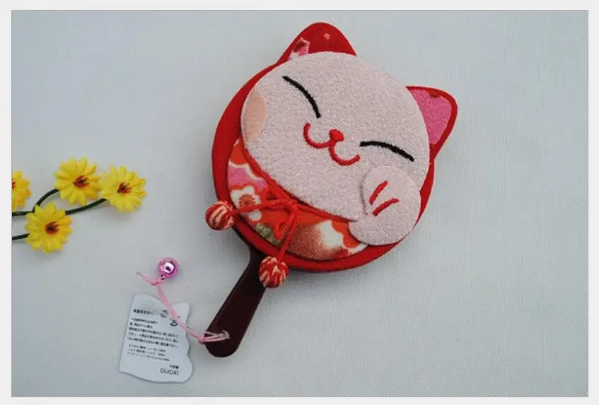 10 Pcs Cartoon Japan Kimono Style Home Makeup Mirror Color Random WIth Small Bell