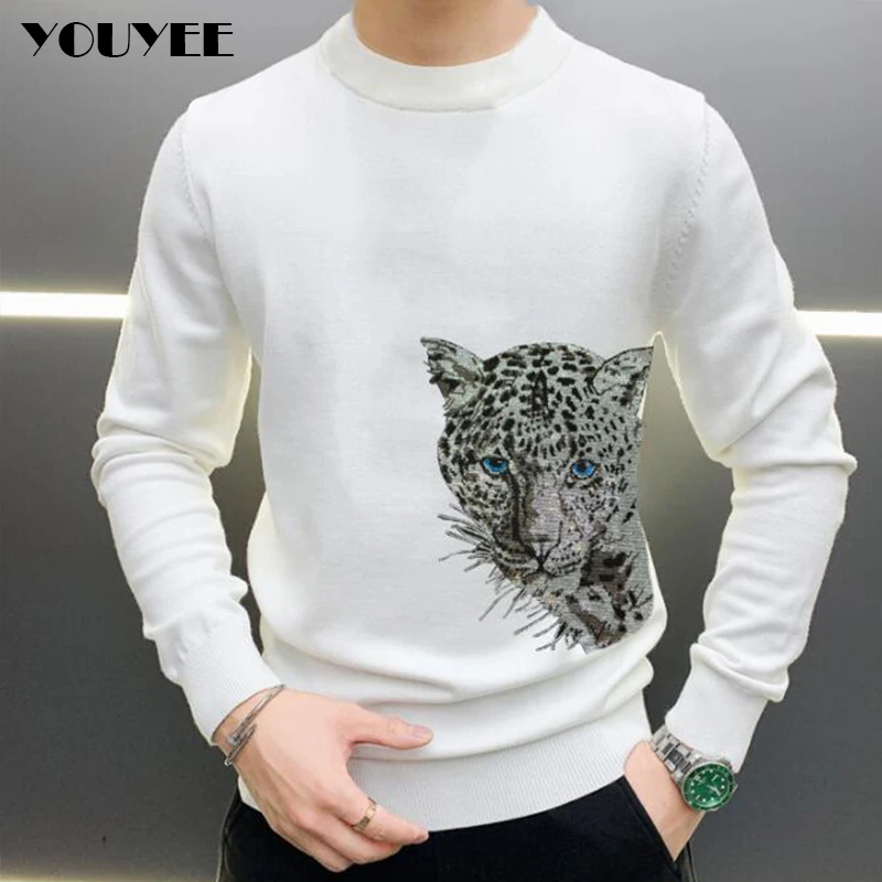 Sweater Men Casual Diamond Pullover Men Autumn Winter Slim Fit Long Sleeve Shirt Mens Sweaters Knitted Hot Drill Design M-5XL