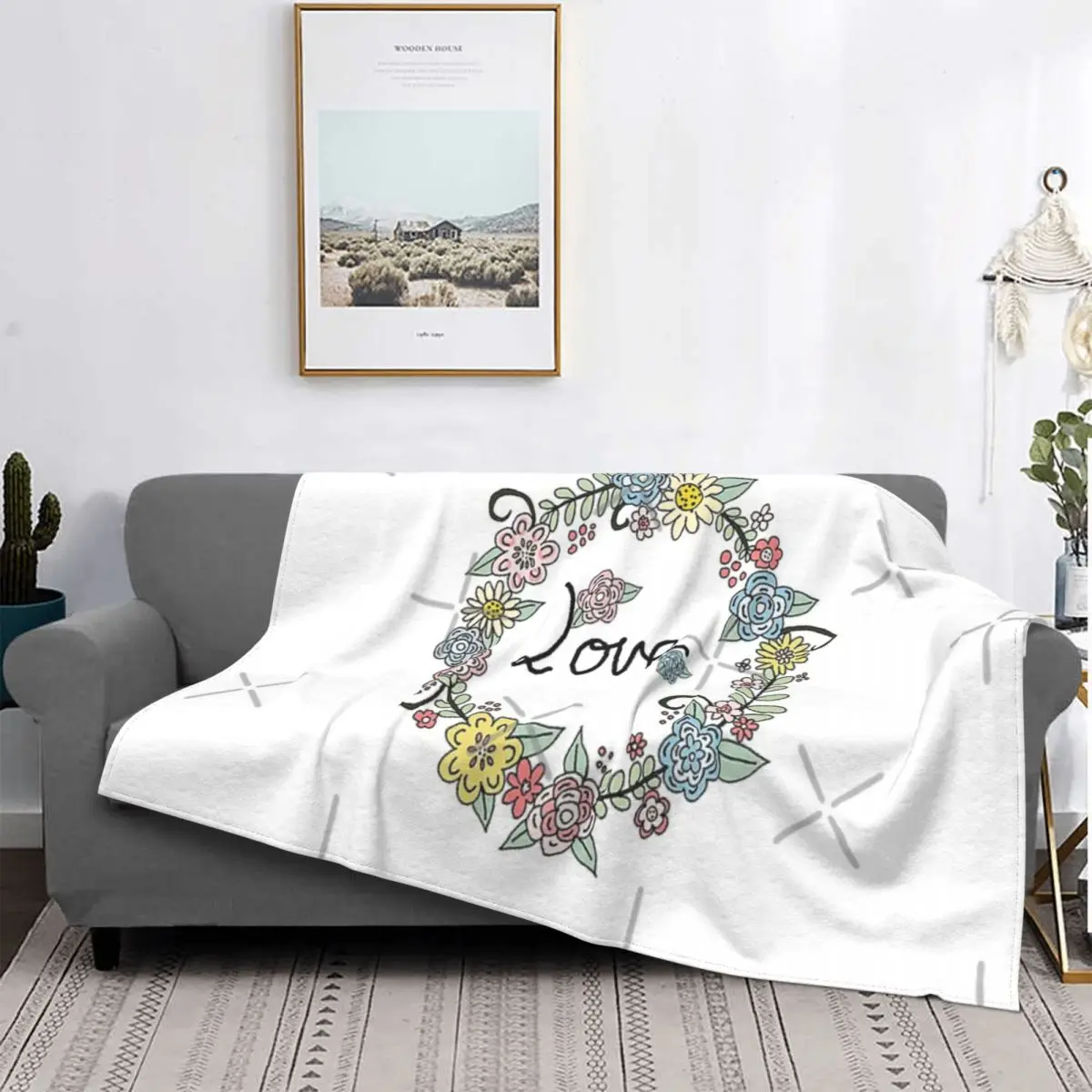 Manta Floral a cuadros para cama, manta con capucha para sofá, toalla de playa de lujo