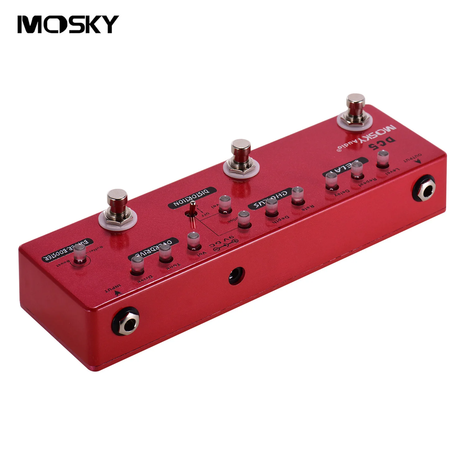 MOSKY audio RC5 6-in-1 Guitar Multi Effects Pedal Reverb Chorus Distortion Overdrive Booster Buffer Pedal Full Metal Shell