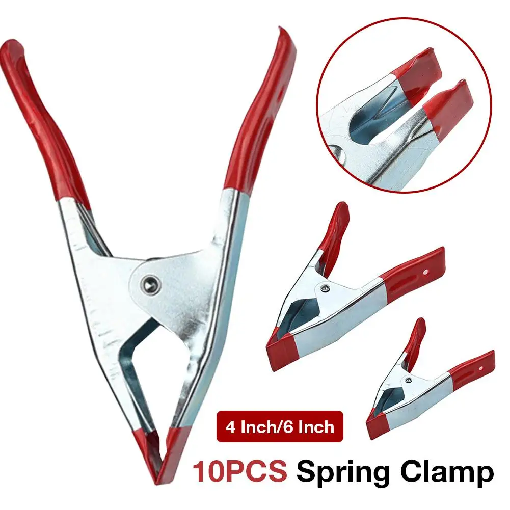 10pçs grampo de mola para trabalho pesado grampo de metal 4 tamanhos/6 fábricas com cabo revestido de pvc