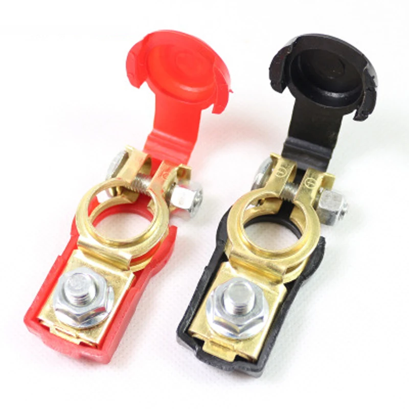 

CHIZIYO 2pcs/set Car Battery Terminal Pure Copper Battery Quick Connector Clips Black Red With Protective Cover