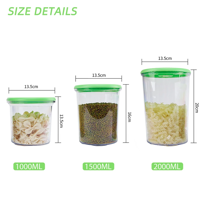 LAIMENG Vacuum Container Large Capacity Food Saver Storage Plastic Containers With Pump1000ML+1500ML+2000ML S297
